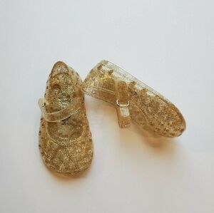 Gold Jelly Silicone Heart Valentines Maryjane Water Glittery Summer Shoes 6month